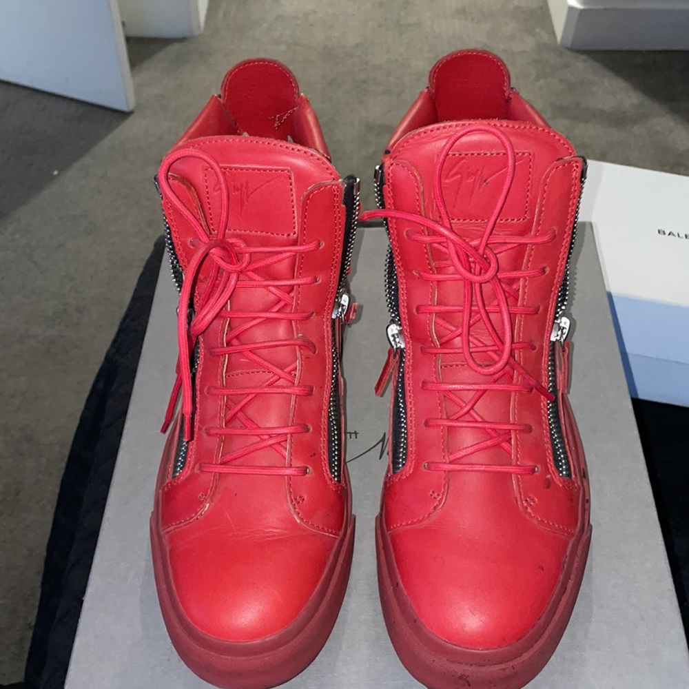 Authentic Giuseppe Zanotti Red Leather London  SZ 45 US 10.5